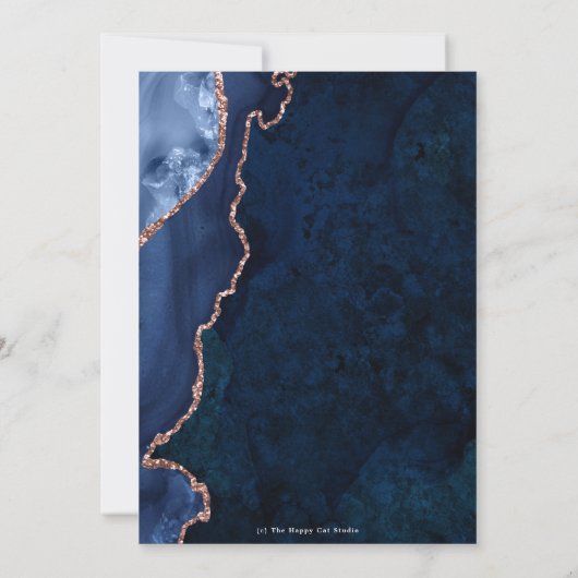 Luxe Agate Sapphire Blue Roos Gold 40e verjaardag Kaart (Achterkant)