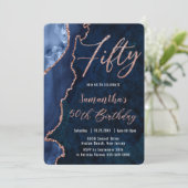 Luxe Agate Sapphire Blue Roos Gold 50e verjaardag  Kaart (Staand voorkant)