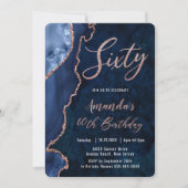 Luxe Agate Sapphire Blue Roos Gold 60e verjaardag  Kaart (Voorkant)