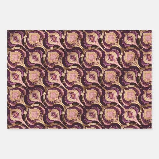 Luxe AI Art Gold Foil Roze Bourgogne Inpakpapier Vel (Voorkant 3)