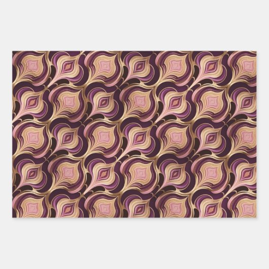 Luxe AI Art Gold Foil Roze Bourgogne Inpakpapier Vel (Voorkant 2)