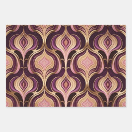 Luxe AI Art Gold Foil Roze Bourgogne Inpakpapier Vel