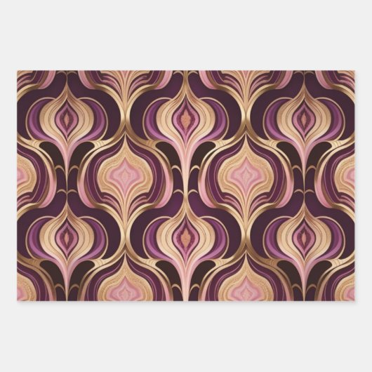 Luxe AI Art Gold Foil Roze Bourgogne Inpakpapier Vel (Voorkant)