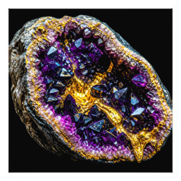 Luxe Amethyst en Goud Abstracte Wandkunst Foto Afdruk