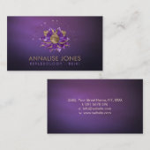 Luxe Amethyst en goudLotus op paars Visitekaartje (Voorkant / Achterkant)