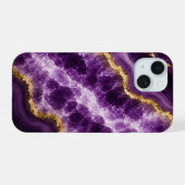 Luxe Amethyst Marmer Geode iPhone 15 Case (Achterkant horizontaal)