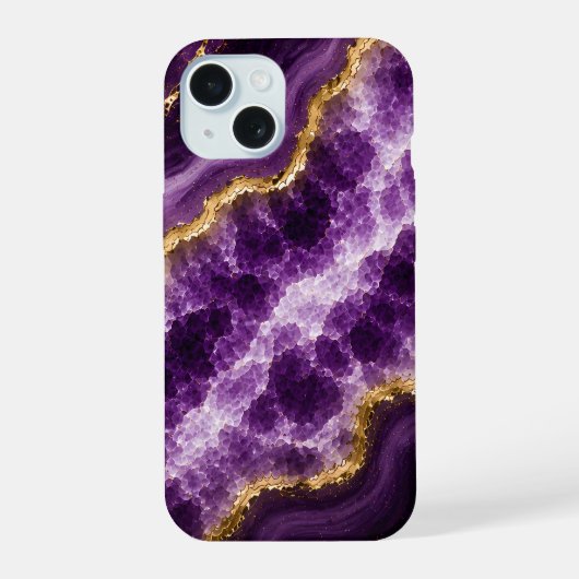 Luxe Amethyst Marmer Geode iPhone 15 Case (Achterkant)