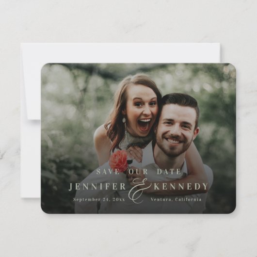 Luxe Ampersand Sage Green Marble & Full Photo Save The Date (Voorkant)