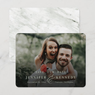 Luxe Ampersand Sage Green Marble & Full Photo Save The Date