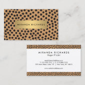 Luxe Animal Print Confetti Stippen met Gold Bar Visitekaartje (Voorkant / Achterkant)