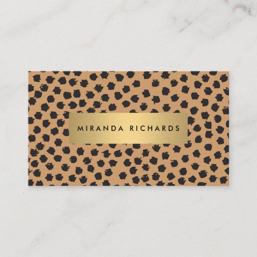 Luxe Animal Print Confetti Stippen met Gold Bar Visitekaartje (Voorkant)