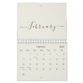 Luxe Antieke Linnen 2027 Script Op Maat Gemaakte N Kalender (Feb 2027)