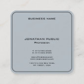 Luxe Antraciet Grijs Elegant Zilver Monogram Vierkante Visitekaartje (Achterkant)