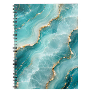 Luxe aqua-agaatmarmer met gouden aders notitieboek