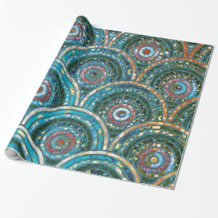 Luxe Aqua Blauwgroen Folie Glitter Stippen Circles Cadeaupapier