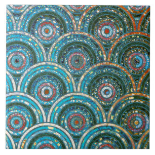 Luxe Aqua Blauwgroen Folie Glitter Stippen Circles Tegeltje