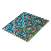 Luxe Aqua Blauwgroen Folie Glitter Stippen Circles Tegeltje (Zijkant)