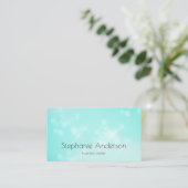 Luxe Aqua Blue Bokeh Glamorous Sparkle Visitekaartje (Staand voorkant)