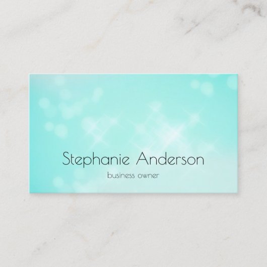 Luxe Aqua Blue Bokeh Glamorous Sparkle Visitekaartje (Voorkant)