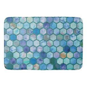 Luxe Aqua blue honingraatpatroon Badmat