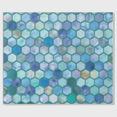 Luxe Aqua blue honingraatpatroon Cadeaupapier (Vlak)