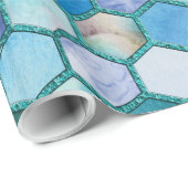 Luxe Aqua blue honingraatpatroon Cadeaupapier (Rol Hoek)