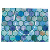Luxe Aqua blue honingraatpatroon Groot Cadeauzakje (Achterkant)