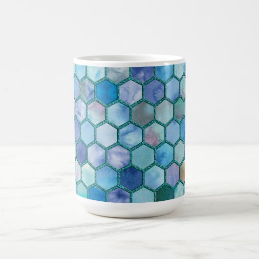 Luxe Aqua blue honingraatpatroon Koffiemok (Center)