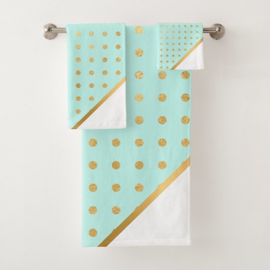 LUXE AQUA GREEN SPOT TOWEL SET BAD HANDDOEK (Insitu)