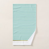 LUXE AQUA WHITE STRIPE GOLD BATHROOM TOWEL SET BAD HANDDOEK (Handdoek)