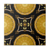 Luxe Arabeske Ethnic Mosaic Gold en Black Tegeltje (Voorkant)