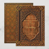 Luxe Arabesque houten bruiloft uitnodiging (Voorkant / Achterkant)