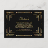 Luxe Art Deco bruiloft zwarte behuizing kaart (Voorkant)