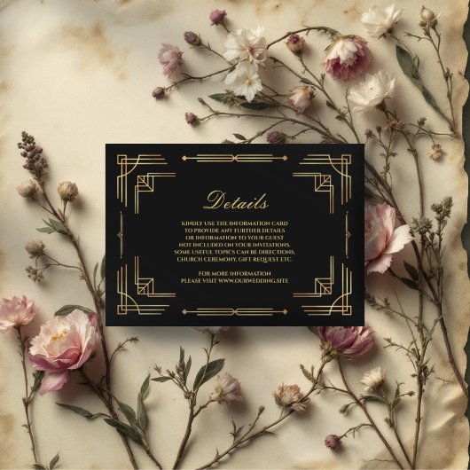 Luxe Art Deco bruiloft zwarte behuizing kaart