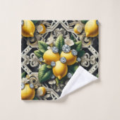 Luxe Art Deco citroenen diamanten Bad Handdoek (Wasdoekje)