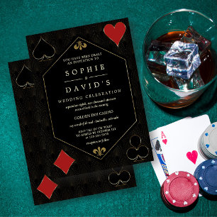 Luxe Art Deco Gatsby Casino Vegas Poker Bruiloft  Kaart
