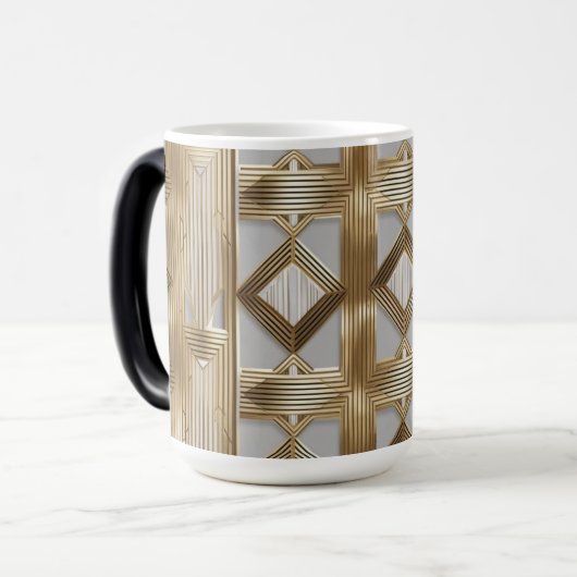 Luxe Art Deco Gouden Mok - Elegant geometrisch pat (Voorkant links)