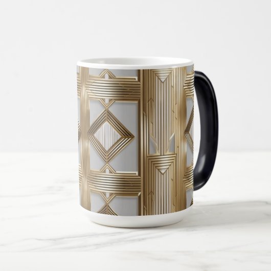 Luxe Art Deco Gouden Mok - Elegant geometrisch pat (Voorkant rechts)