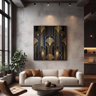 Luxe Art Deco gouden waaierpatroon Poster