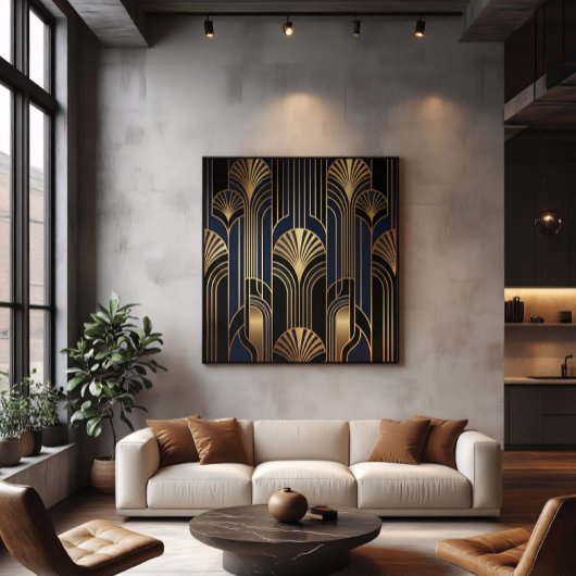 Luxe Art Deco gouden waaierpatroon Poster
