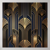 Luxe Art Deco gouden waaierpatroon Poster (Voorkant)