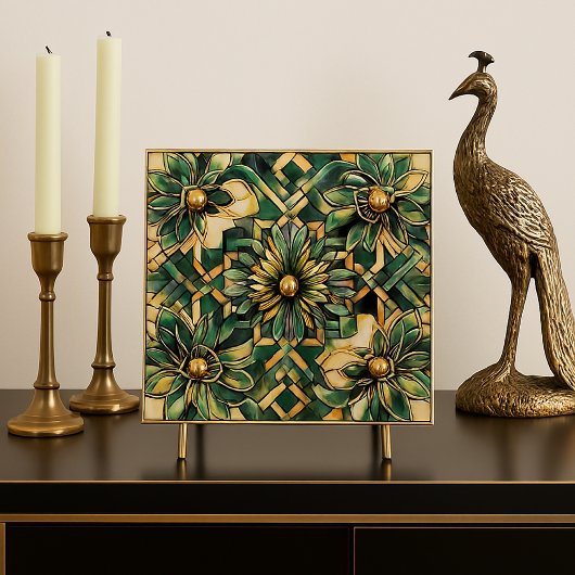 Luxe Art Deco groene en gouden achterwandbetegelin Tegeltje