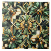 Luxe Art Deco groene en gouden backsplash Tegeltje (Voorkant)