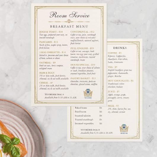 Luxe Art Deco Kamer Service Ontbijt Menu