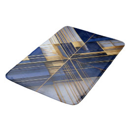 Luxe Art Deco Navy & Gouden Geometrische Badmat