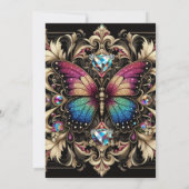 Luxe Art Deco Regenboog Vlinder Bruiloft Kaart (Achterkant)