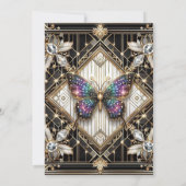 Luxe Art Deco Regenboog Vlinder Bruiloft Kaart (Achterkant)