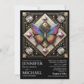 Luxe Art Deco Regenboog Vlinder Bruiloft Kaart (Voorkant)