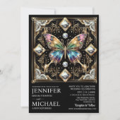 Luxe Art Deco Regenboog Vlinder Bruiloft Kaart (Voorkant)