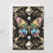 Luxe Art Deco Regenboog Vlinder Bruiloft Kaart (Achterkant)